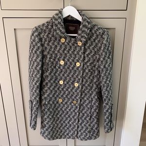 Coach Double Breasted Wool-Blend Tweed Coat, Size 4